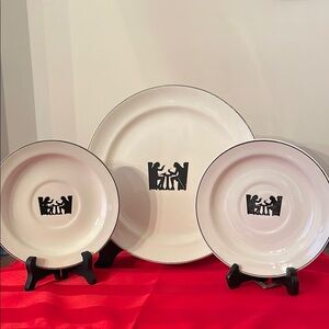 Vintage Hall Silhouette Plate and 2 Saucers